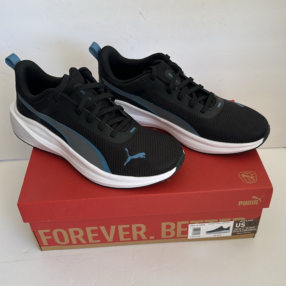 PUMA Men’s Running Sneakers Black and Blue - Picture 16 of 16
